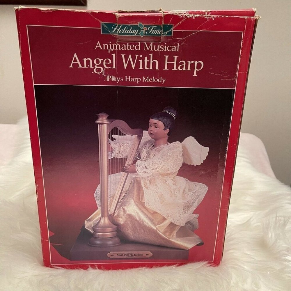 Holiday Time Animated Musical Afroamerican Angel Harp Plays Melody collectors - Picture 2 of 12